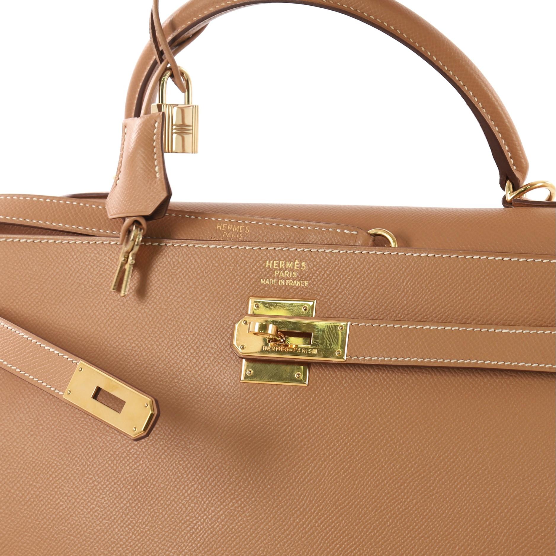 Hermes Kelly Handbag Natural Courchevel with Gold Hardware 35 2