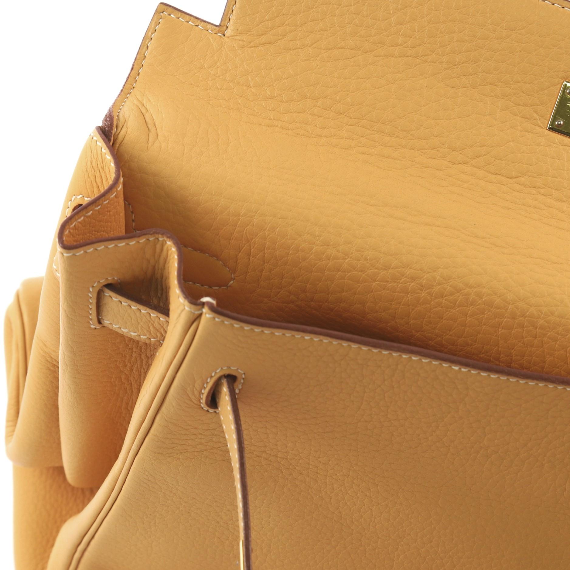 Hermes Kelly Handbag Natural Sable Clemence with Gold Hardware 32 4