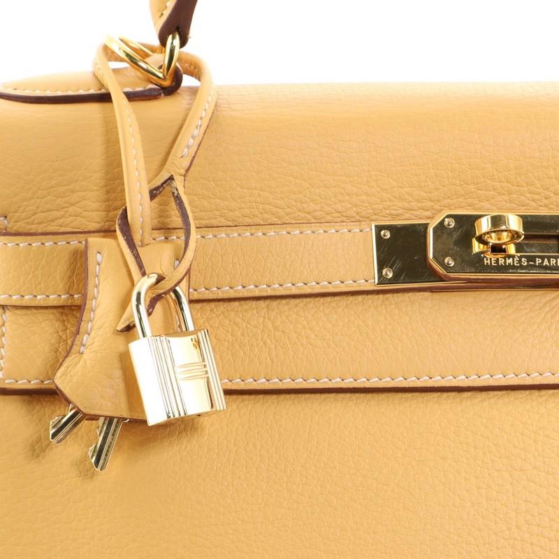 Hermes Kelly Handbag Natural Sable Clemence With Gold Hardware 32  6