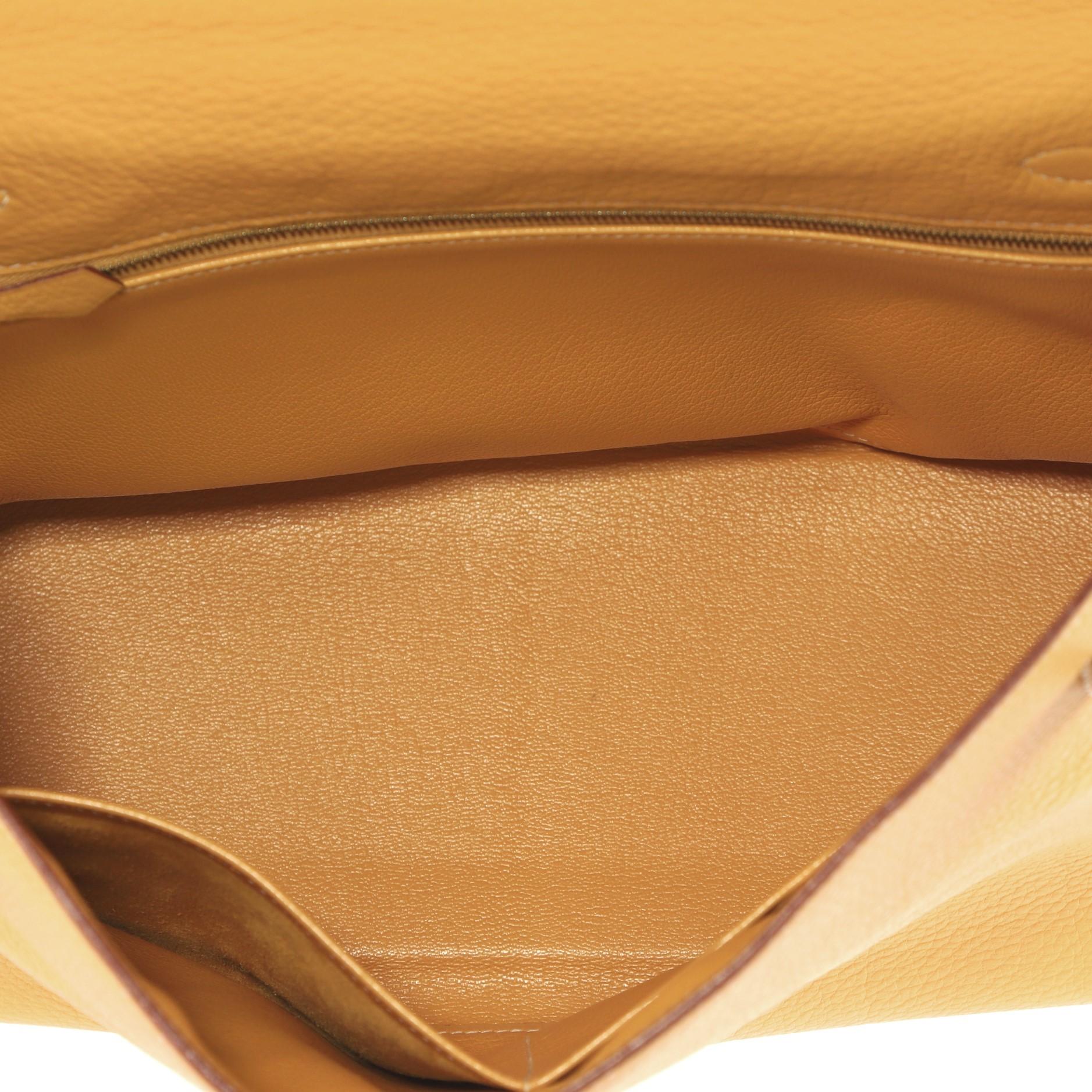 Hermes Kelly Handbag Natural Sable Clemence with Gold Hardware 32 5