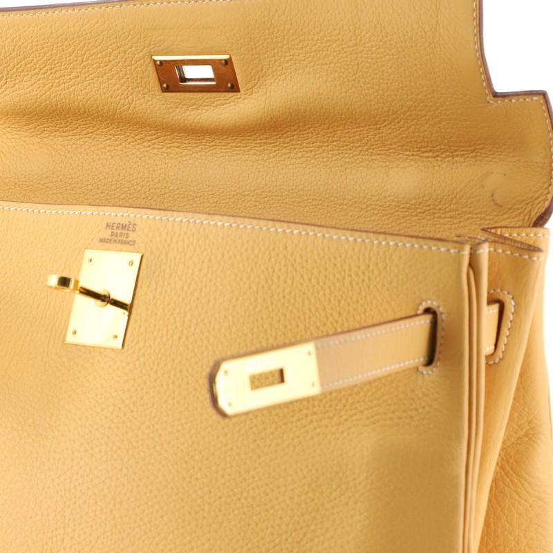 Hermes Kelly Handbag Natural Sable Clemence With Gold Hardware 32  7