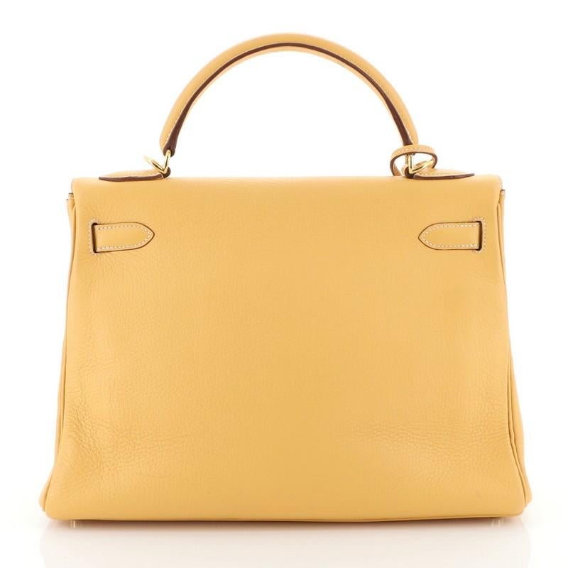 Women's or Men's Hermes Kelly Handbag Natural Sable Clemence With Gold Hardware 32 