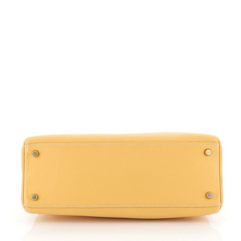 Hermes Kelly Handbag Natural Sable Clemence With Gold Hardware 32  1