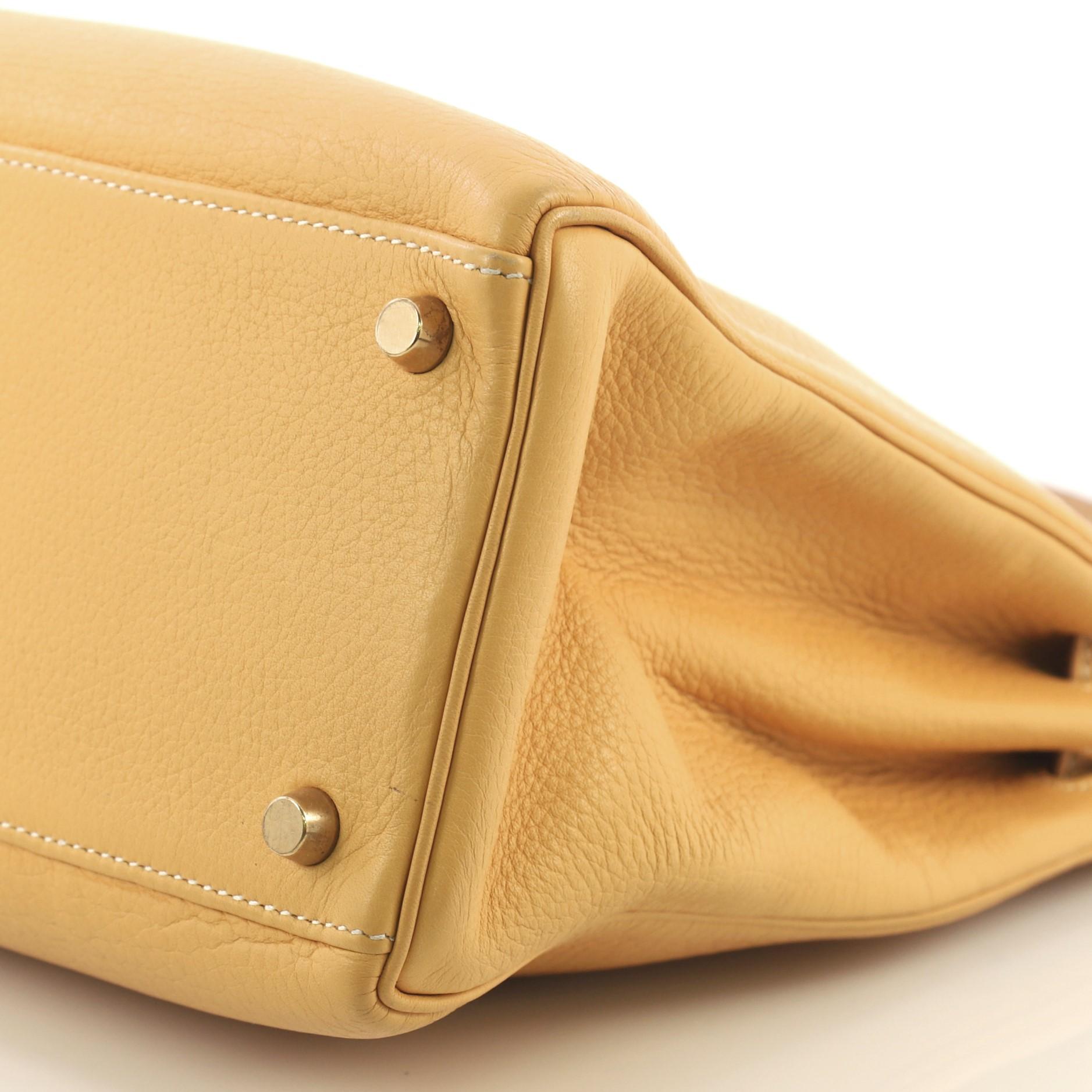 Hermes Kelly Handbag Natural Sable Clemence with Gold Hardware 32 1
