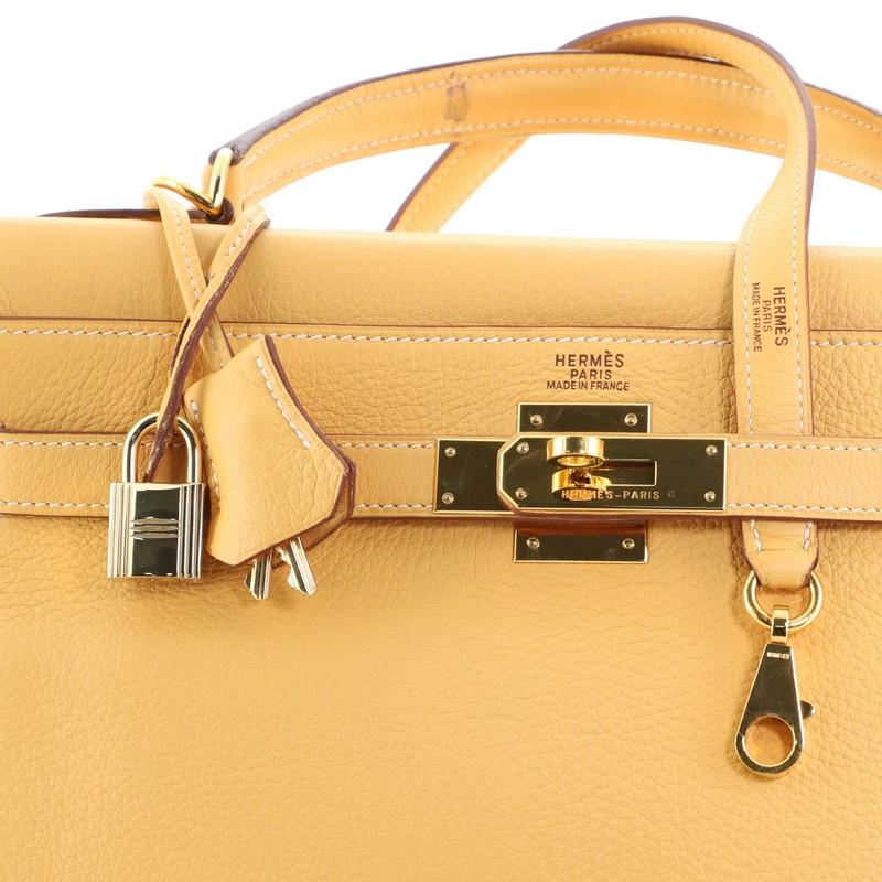 Hermes Kelly Handbag Natural Sable Clemence With Gold Hardware 32  3