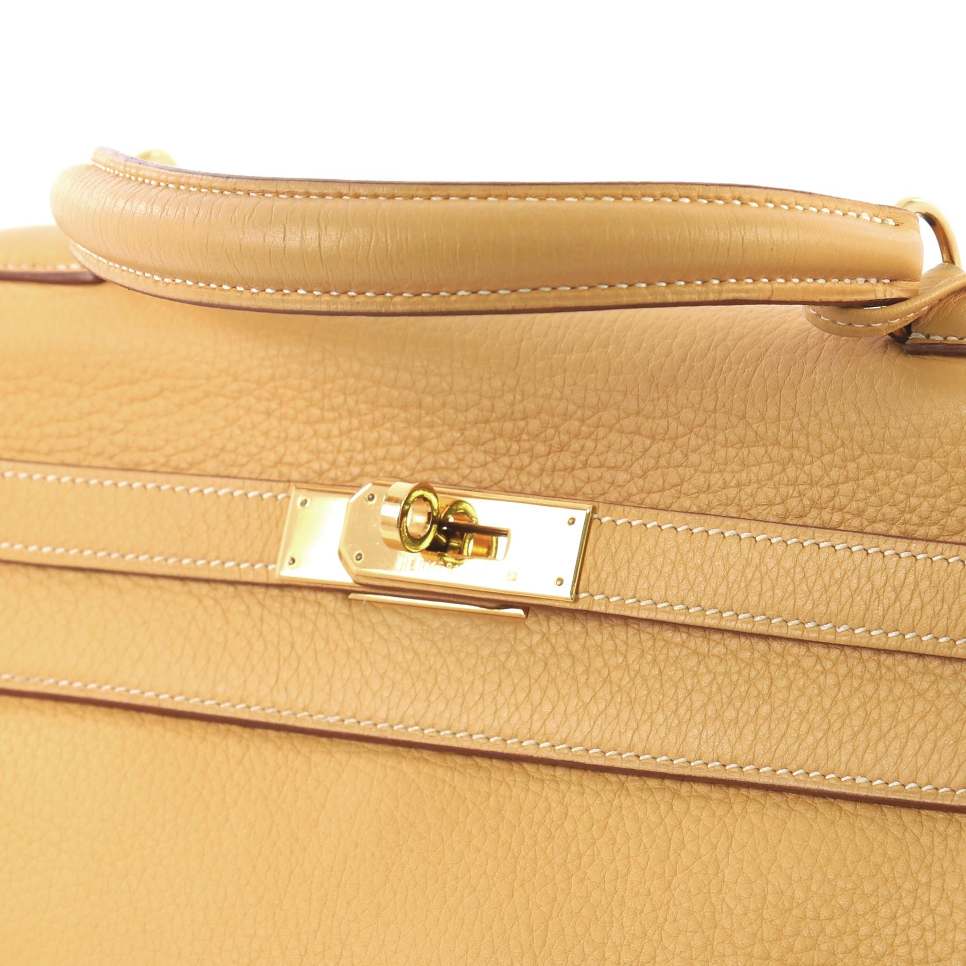 Hermes Kelly Handbag Natural Sable Clemence with Gold Hardware 32 2