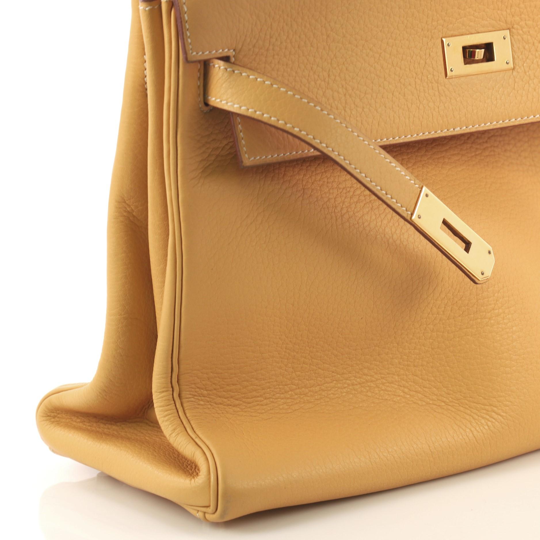 Hermes Kelly Handbag Natural Sable Clemence with Gold Hardware 32 3