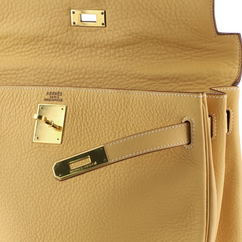 Hermes Kelly Handbag Natural Sable Clemence With Gold Hardware 32  2