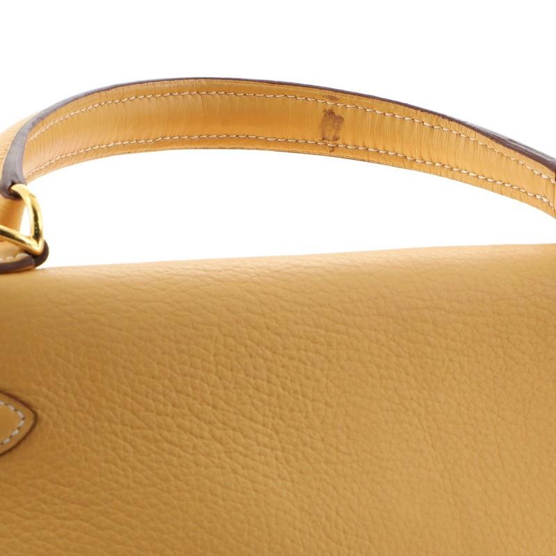 Hermes Kelly Handbag Natural Sable Clemence With Gold Hardware 32  5