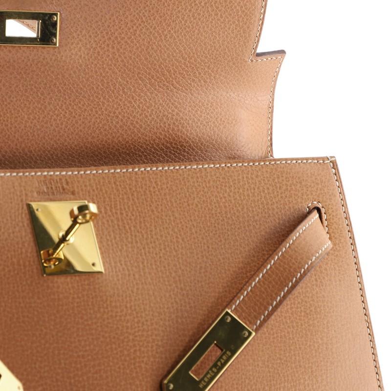 Hermes Kelly Handbag Natural Vache Liegee with Gold Hardware 32 5