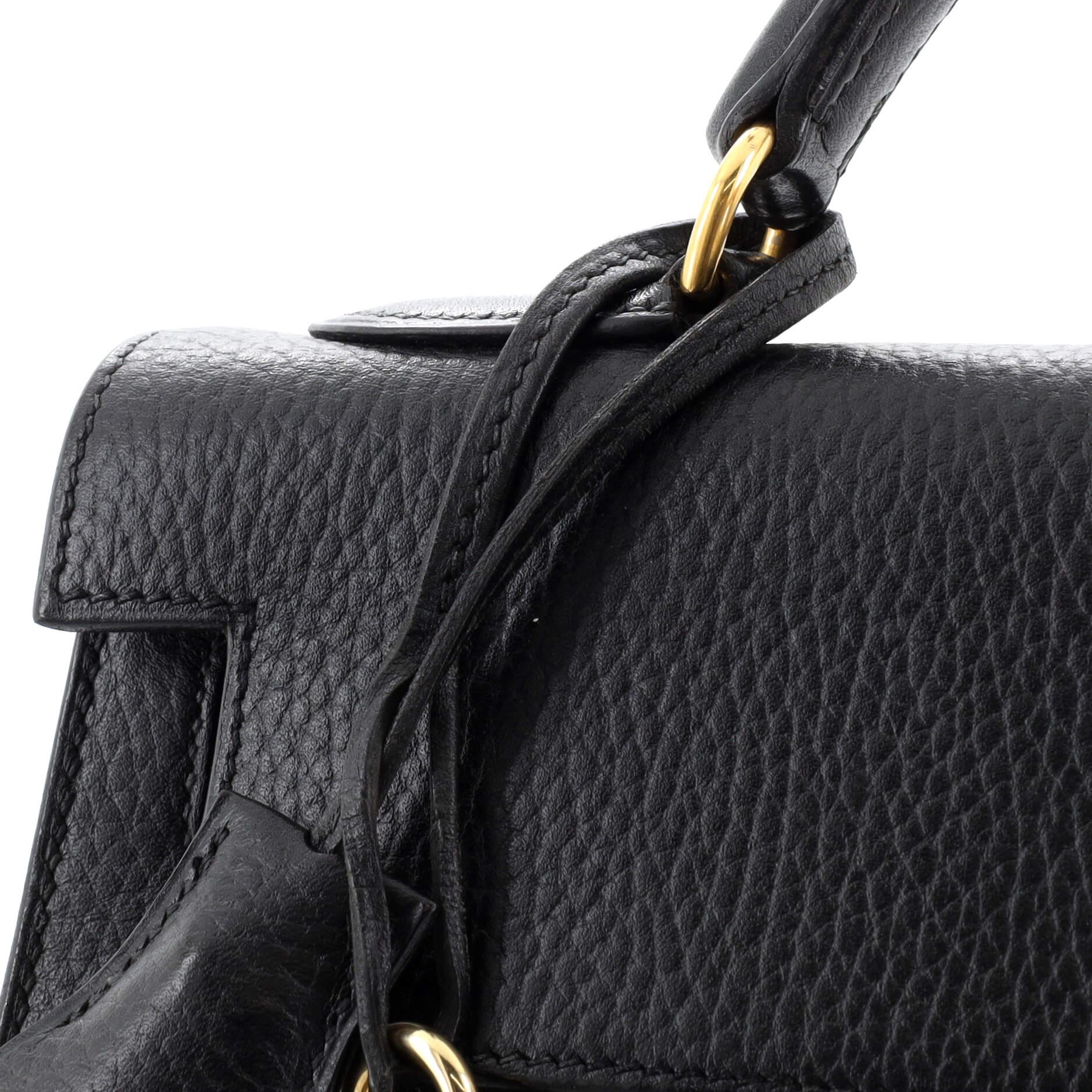 Hermes Kelly Handbag Noir Ardennes with Gold Hardware 32 For Sale 7