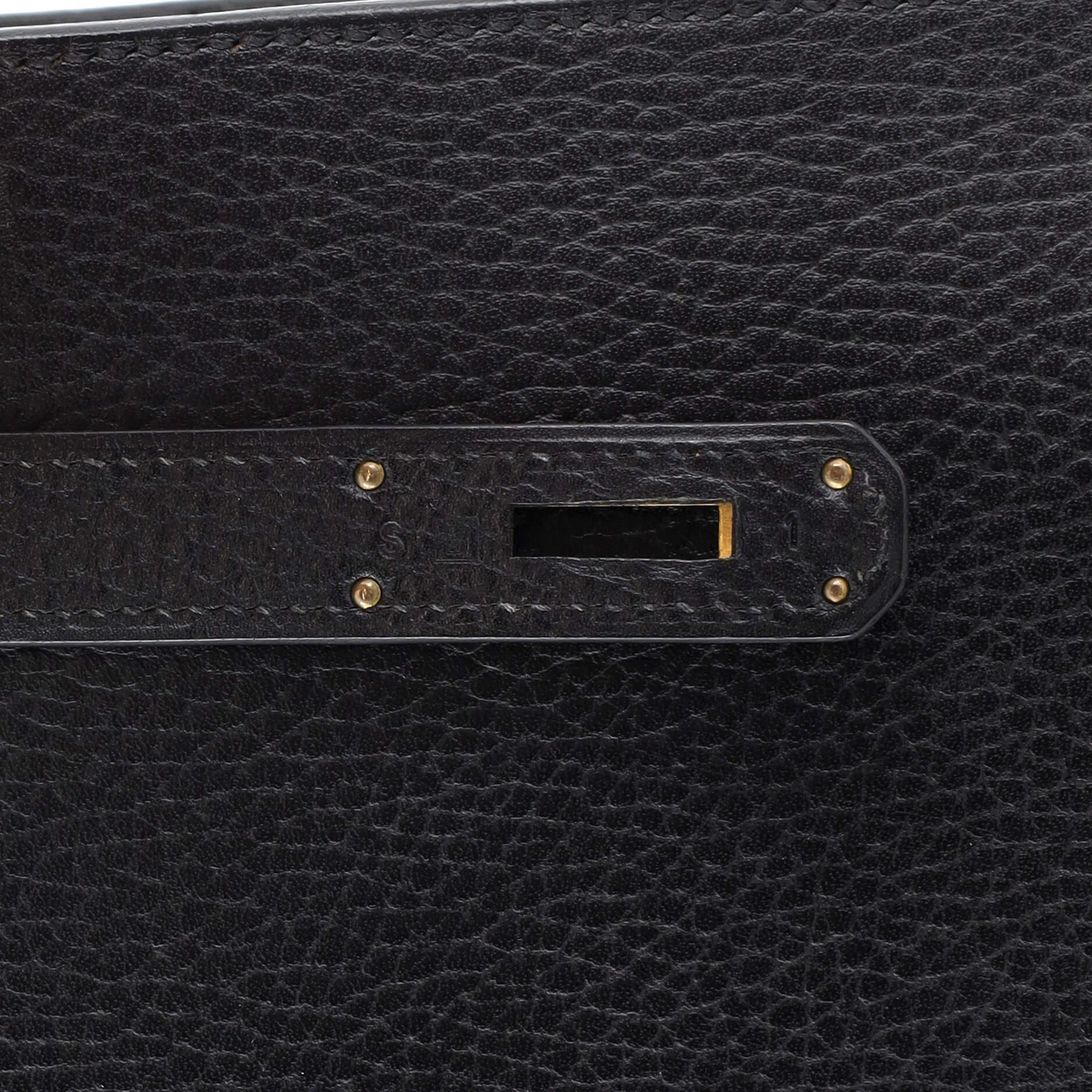 Hermes Kelly Handbag Noir Ardennes with Gold Hardware 32 For Sale 8
