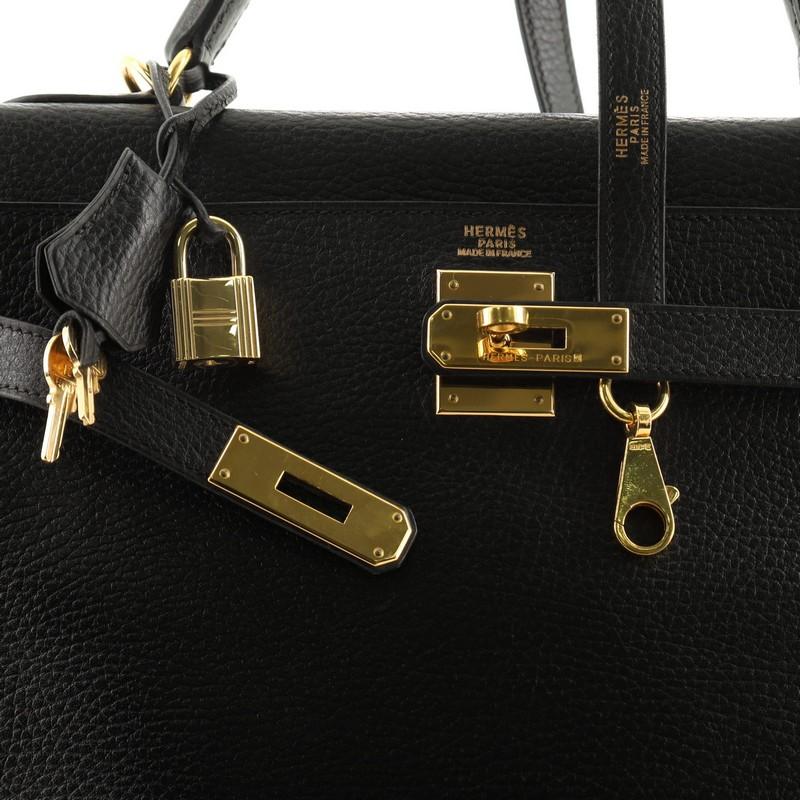 Women's or Men's Hermes Kelly Handbag Noir Ardennes With Gold Hardware 32 
