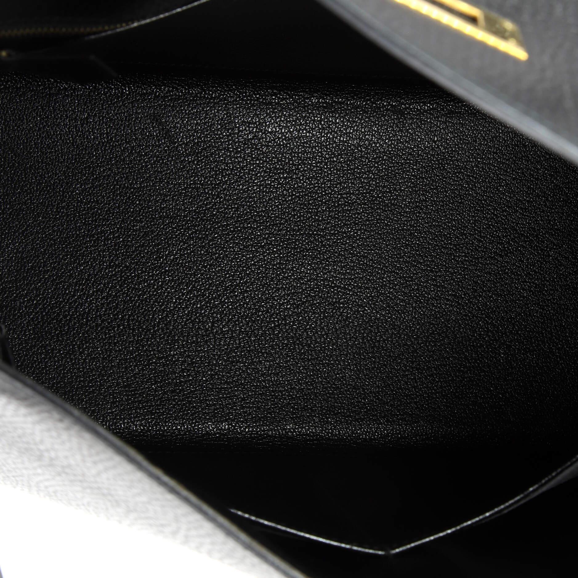 Hermes Kelly Handbag Noir Ardennes with Gold Hardware 32 1