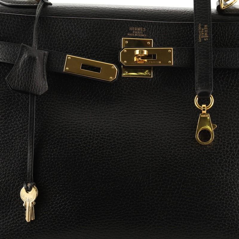 Hermes Kelly Handbag Noir Ardennes With Gold Hardware 32  1
