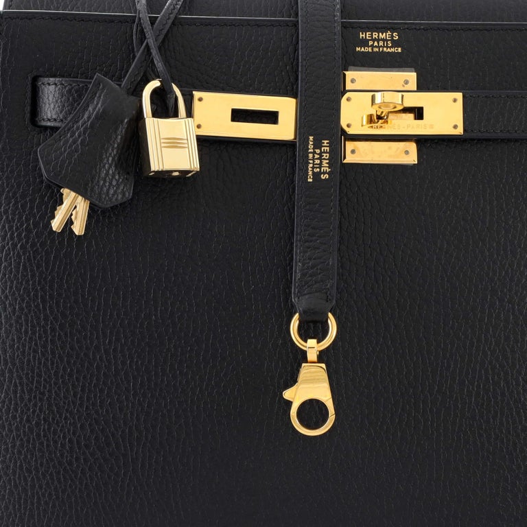 Hermes Kelly Bag 32 Black Ardenne Sellier Gold Hardware