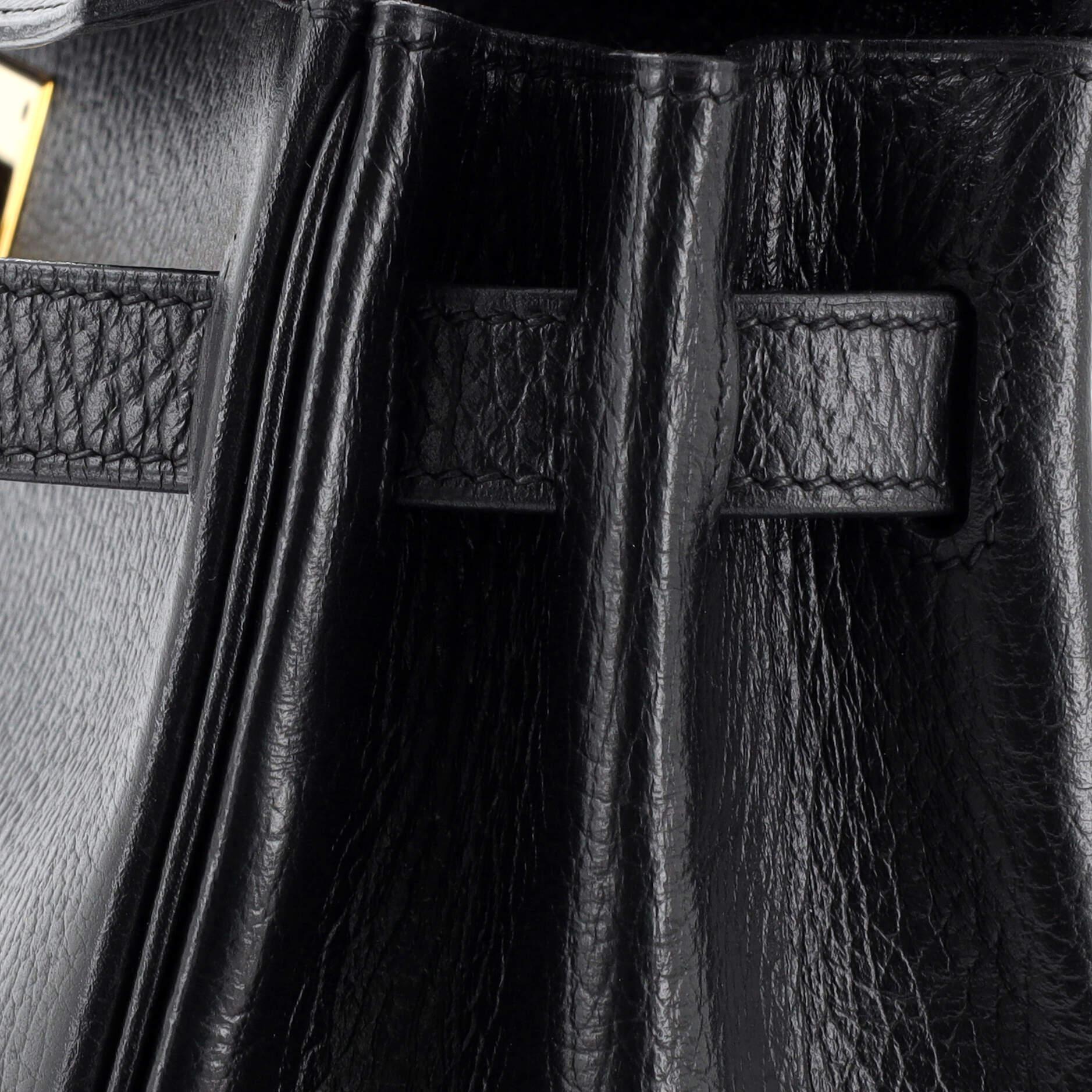 Hermès - Sac à main Kelly Noir Ardennes avec accessoires dorés 32 en vente 3