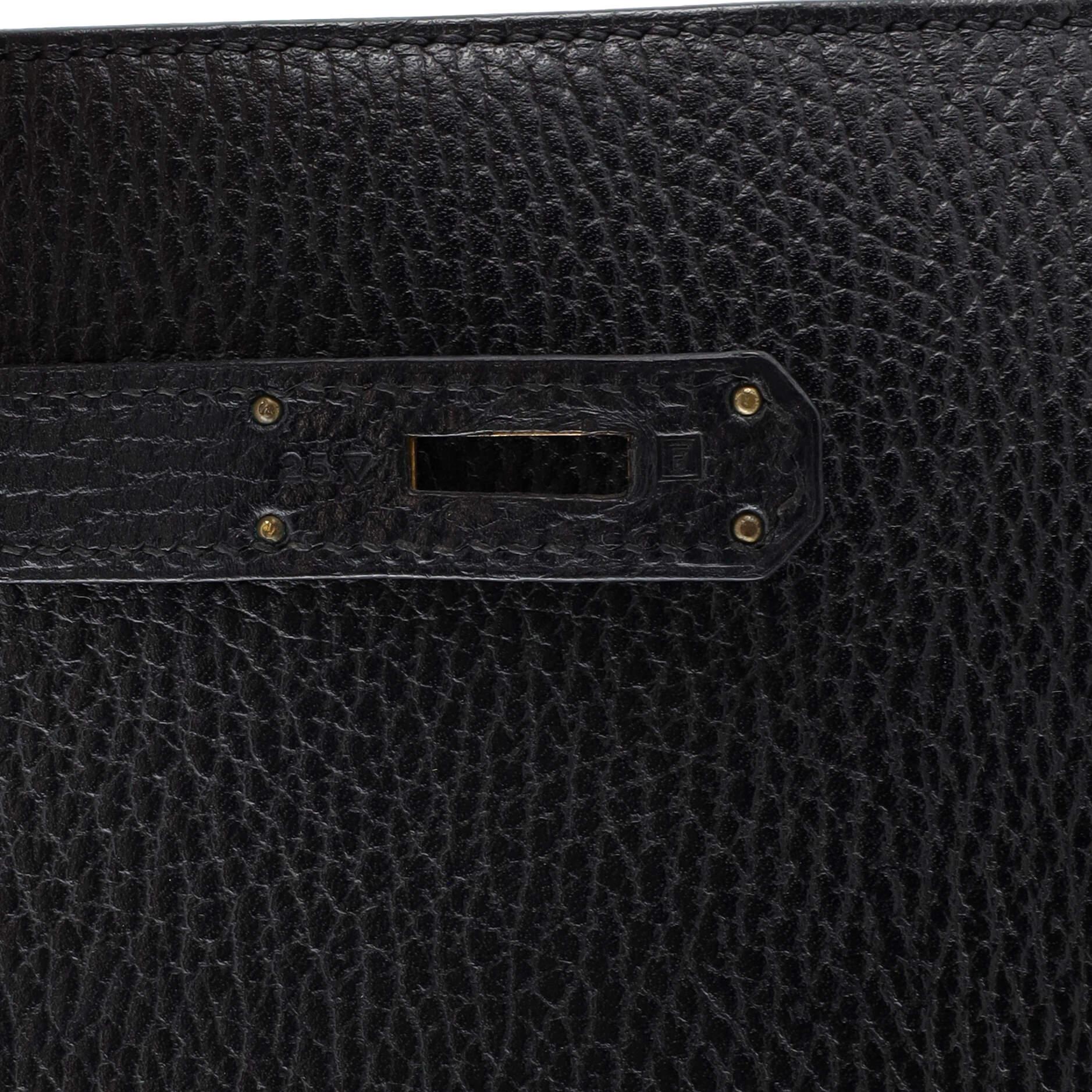 Hermes Kelly Handbag Noir Ardennes with Gold Hardware 35 For Sale 8