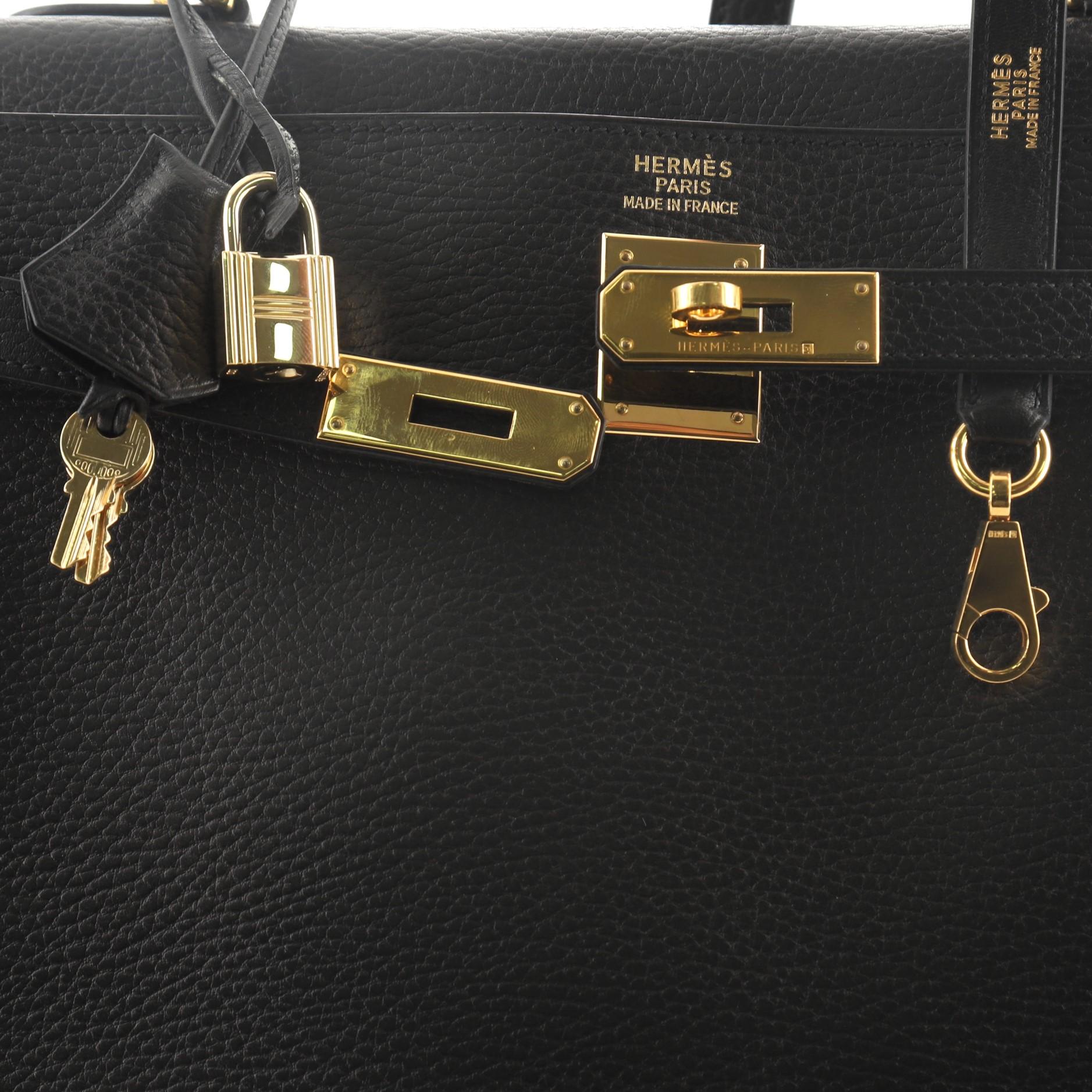 Hermes Kelly Handbag Noir Ardennes With Gold Hardware 35  2
