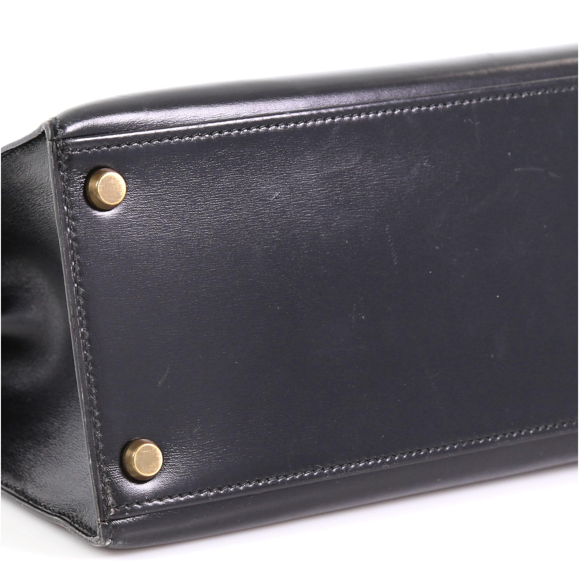 Women's or Men's Hermes Kelly Handbag Noir Box Calf with Gold Hardware 28