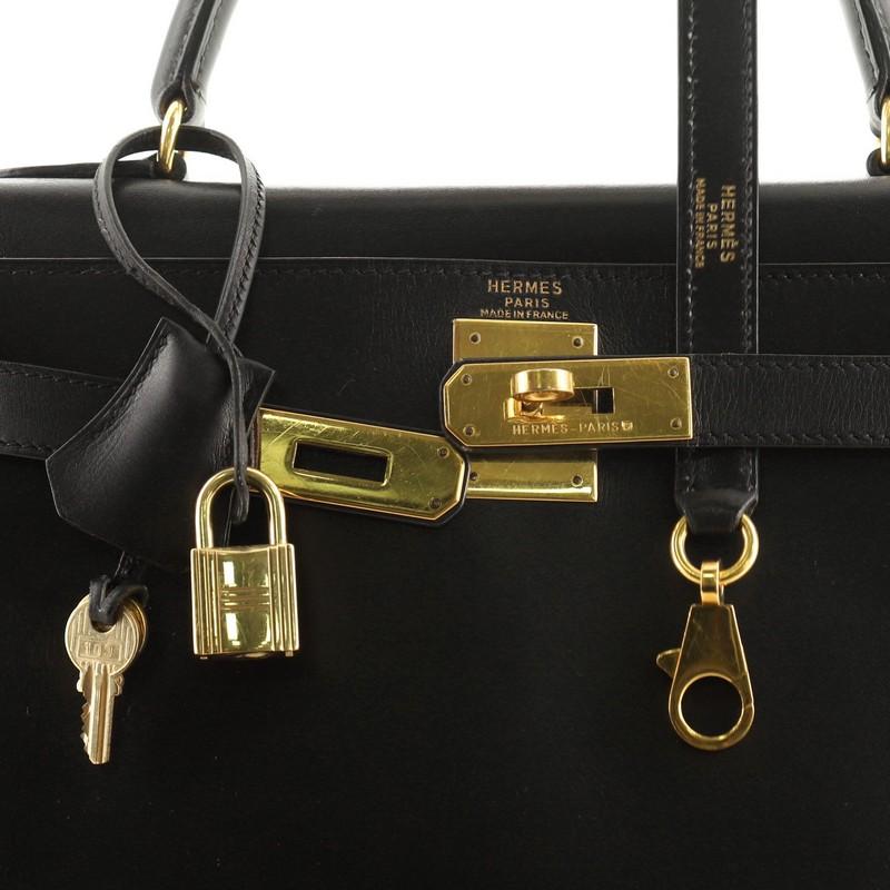 Hermes Kelly Handbag Noir Box Calf With Gold Hardware 28  1