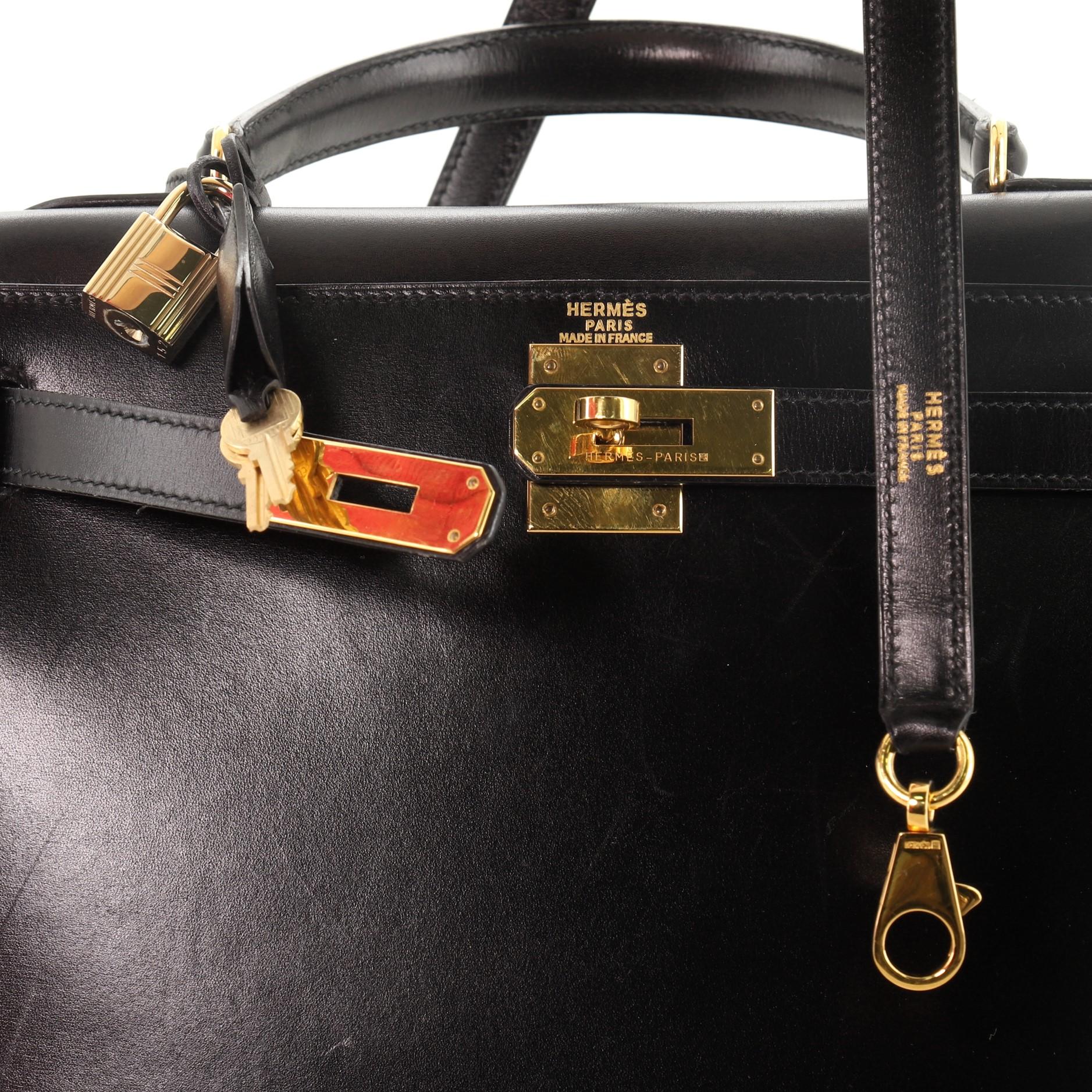 Hermes Kelly Handbag Noir Box Calf with Gold Hardware 28 1