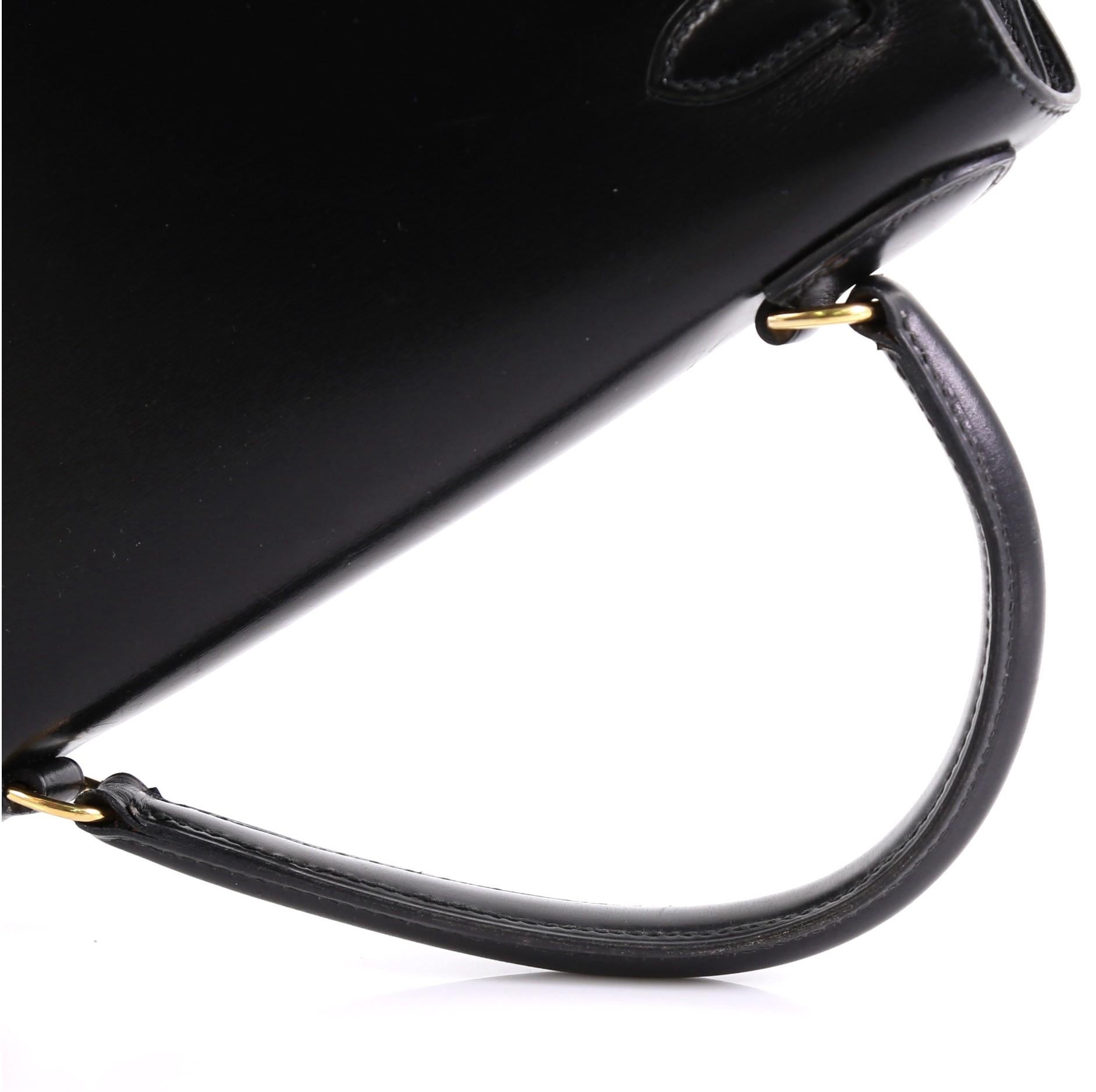 Hermes Kelly Handbag Noir Box Calf with Gold Hardware 28 2