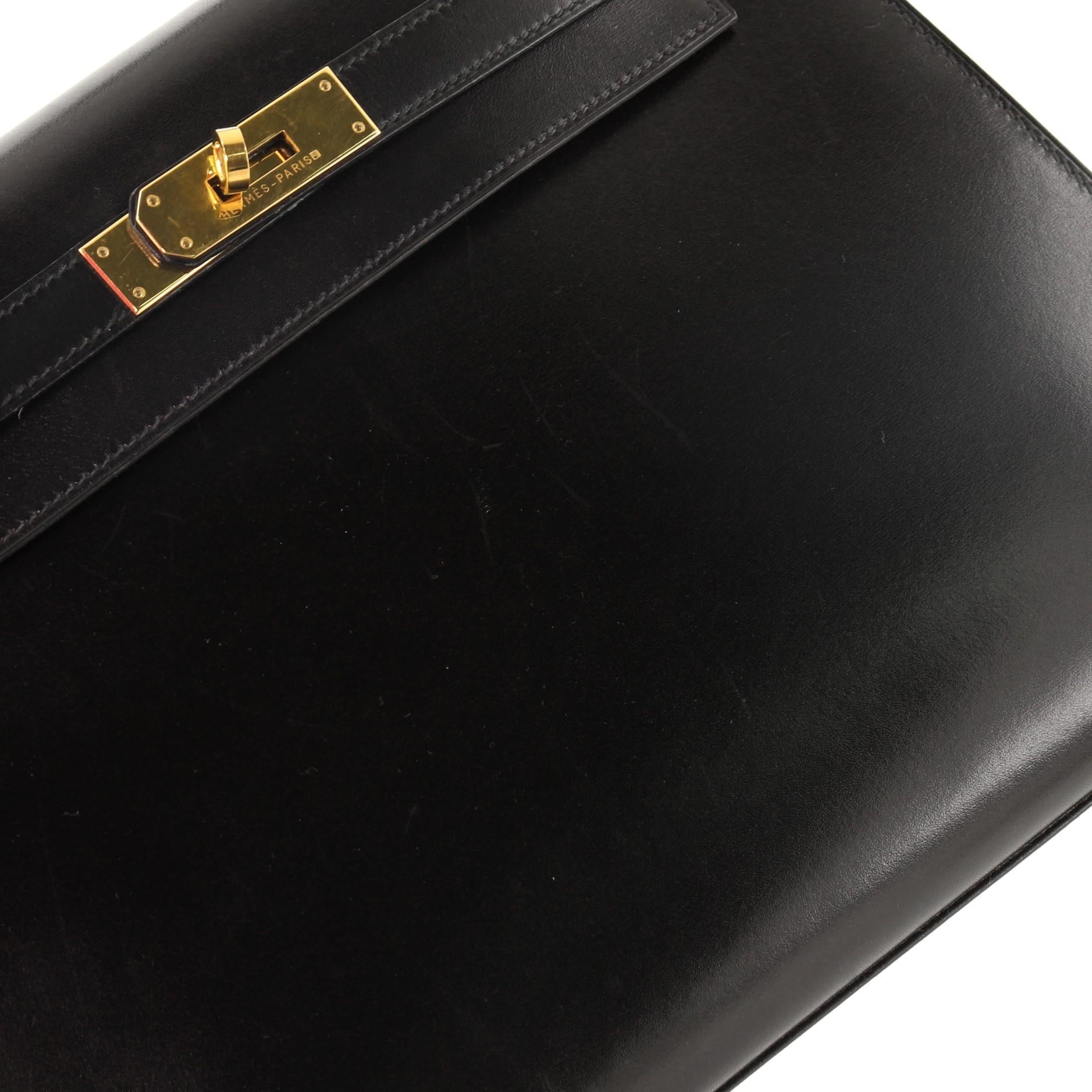 Hermes Kelly Handbag Noir Box Calf with Gold Hardware 28 2