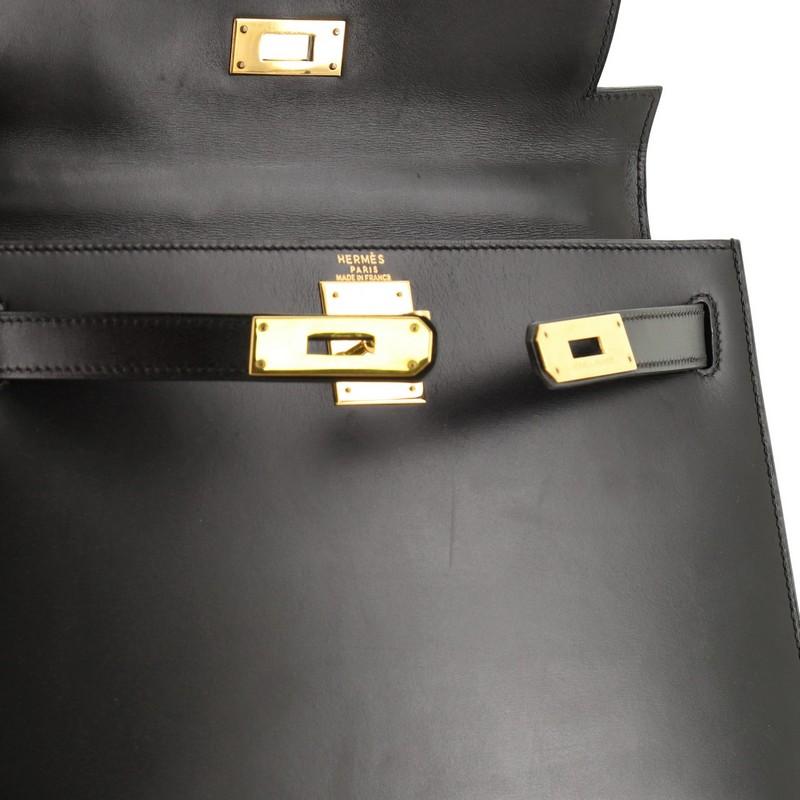 Hermes Kelly Handbag Noir Box Calf with Gold Hardware 28 3