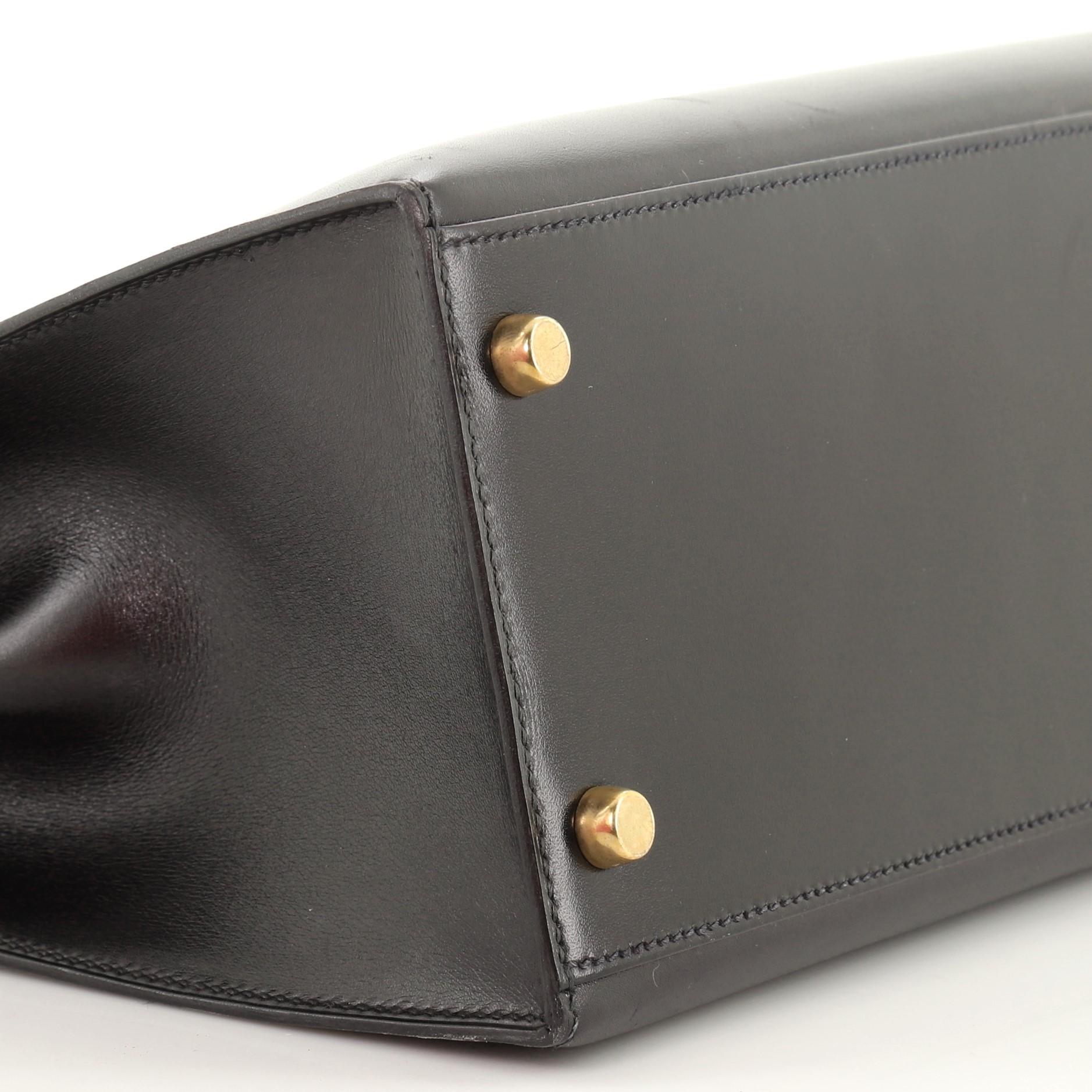 Hermes Kelly Handbag Noir Box Calf with Gold Hardware 28 3