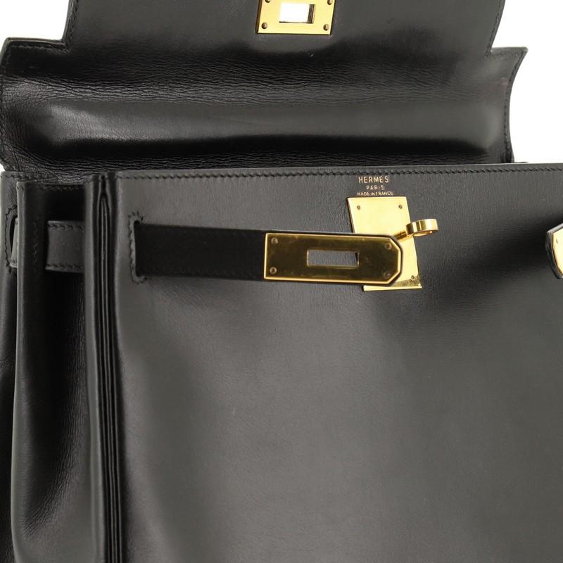 Hermes Kelly Handbag Noir Box Calf With Gold Hardware 28  4
