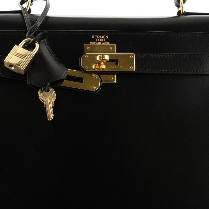 Hermes Kelly Handbag Noir Box Calf with Gold Hardware 28 4