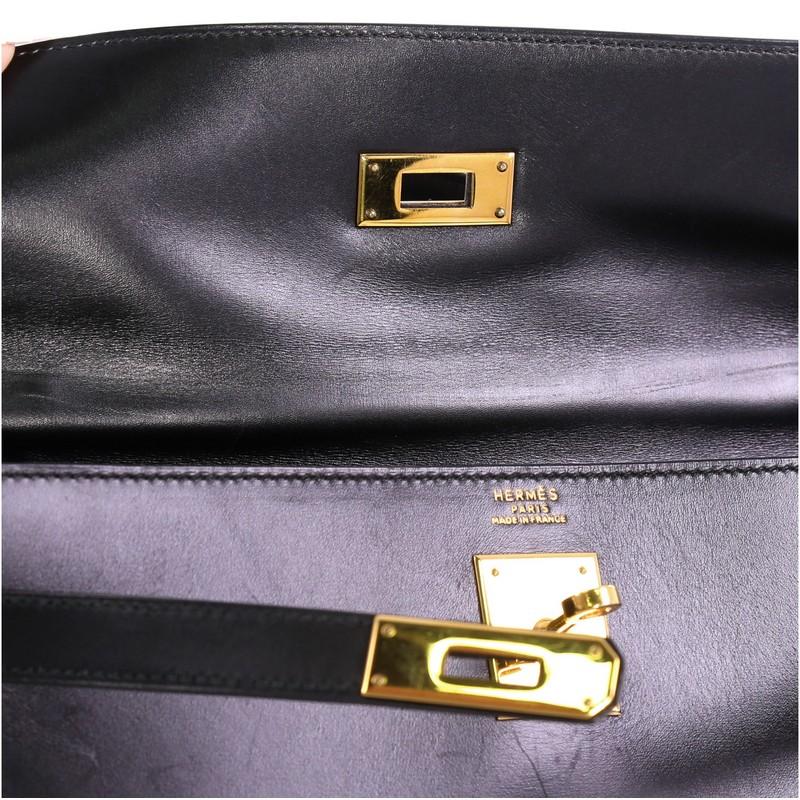 Hermes Kelly Handbag Noir Box Calf with Gold Hardware 32 5