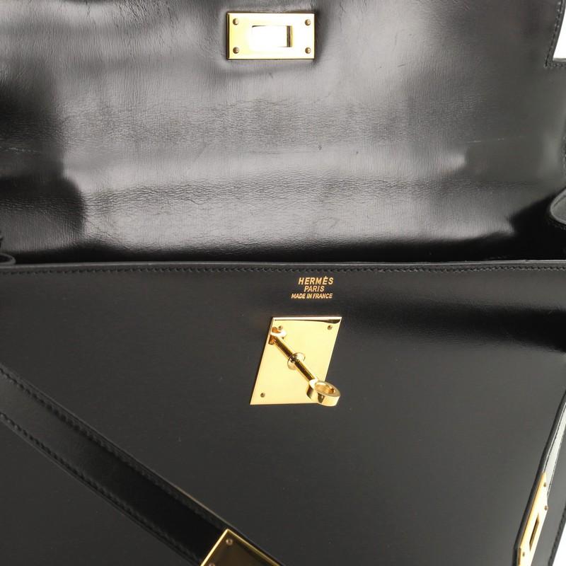 Hermes Kelly Handbag Noir Box Calf with Gold Hardware 32 5