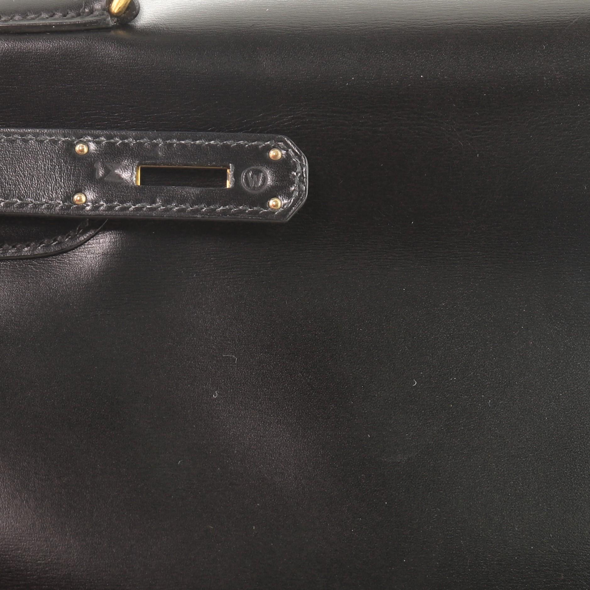 Hermes Kelly Handbag Noir Box Calf with Gold Hardware 32 5