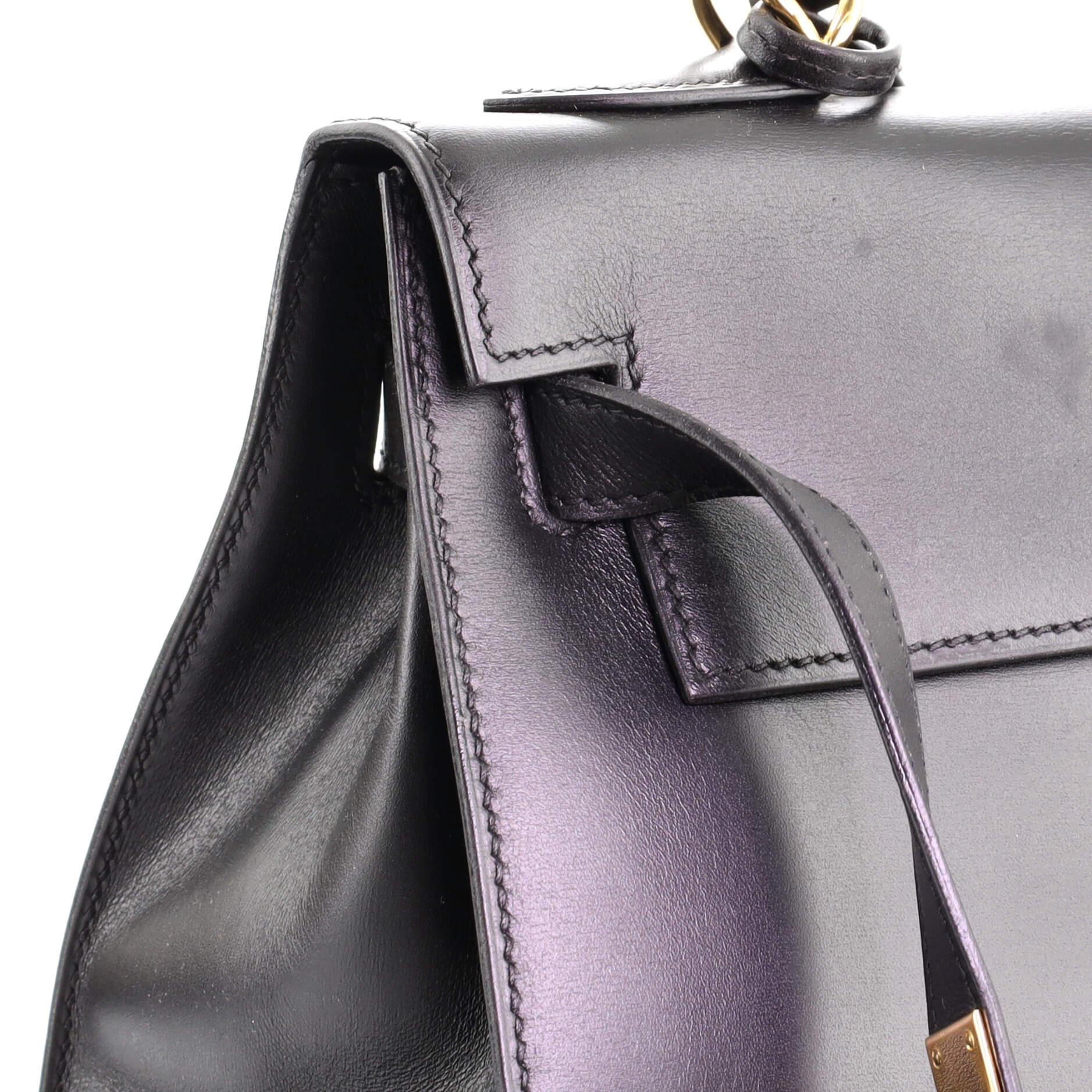 Hermes Kelly Handbag Noir Box Calf with Gold Hardware 32 5