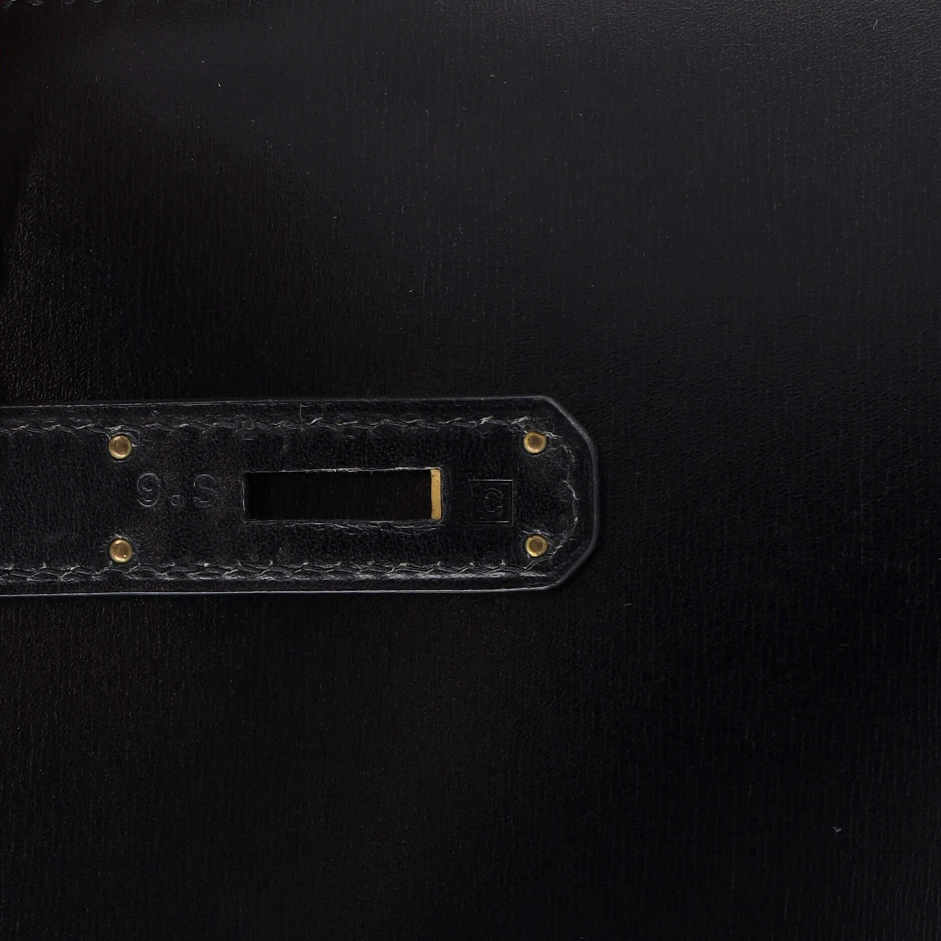Hermes Kelly Handbag Noir Box Calf with Gold Hardware 32 For Sale 6