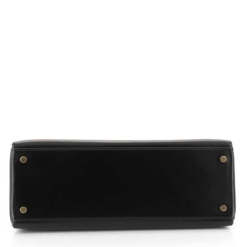 Women's Hermes Kelly Handbag Noir Box Calf with Gold Hardware 32