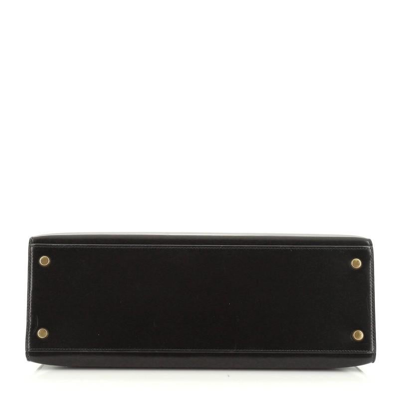 Women's Hermes Kelly Handbag Noir Box Calf with Gold Hardware 32