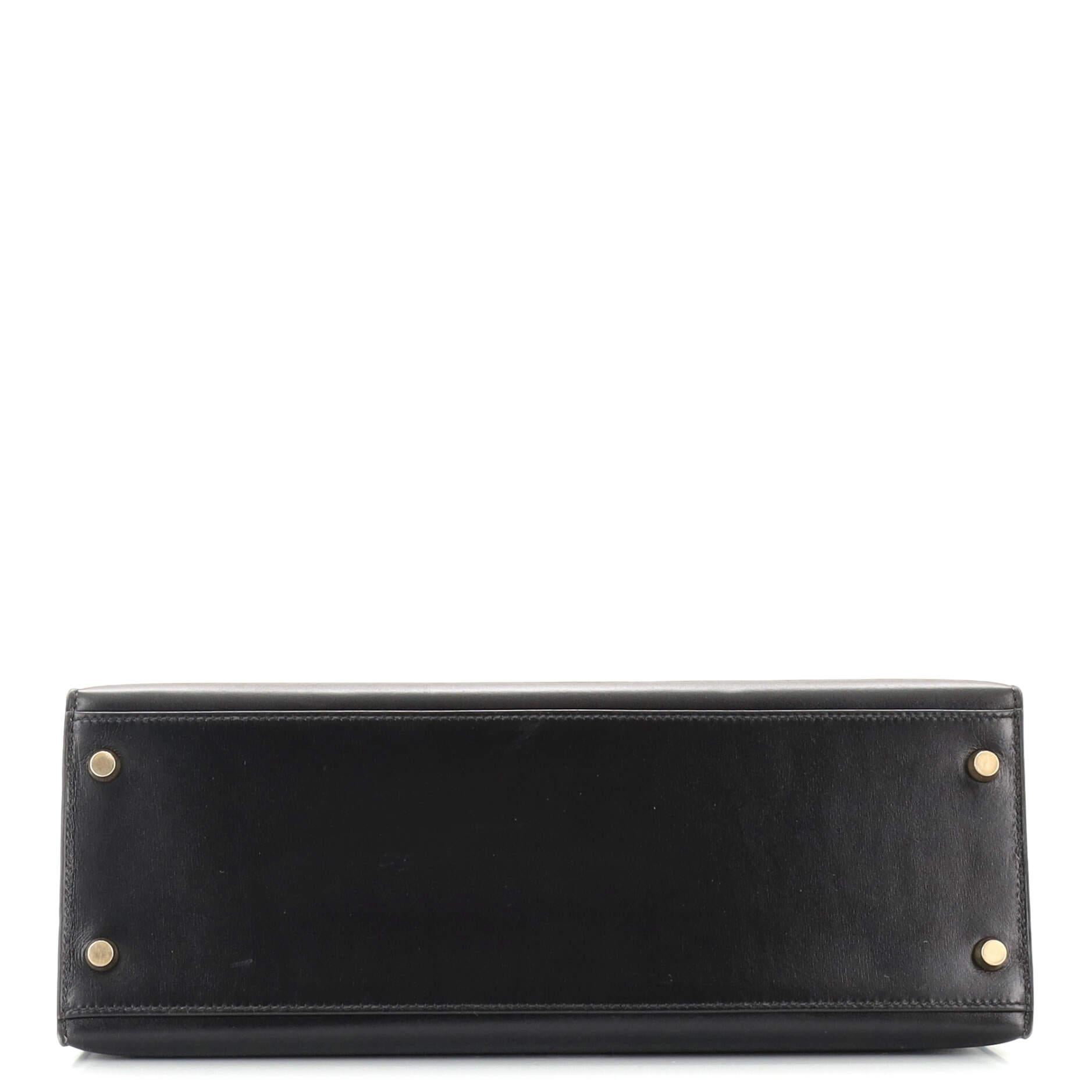 Women's or Men's Hermes Kelly Handbag Noir Box Calf with Gold Hardware 32