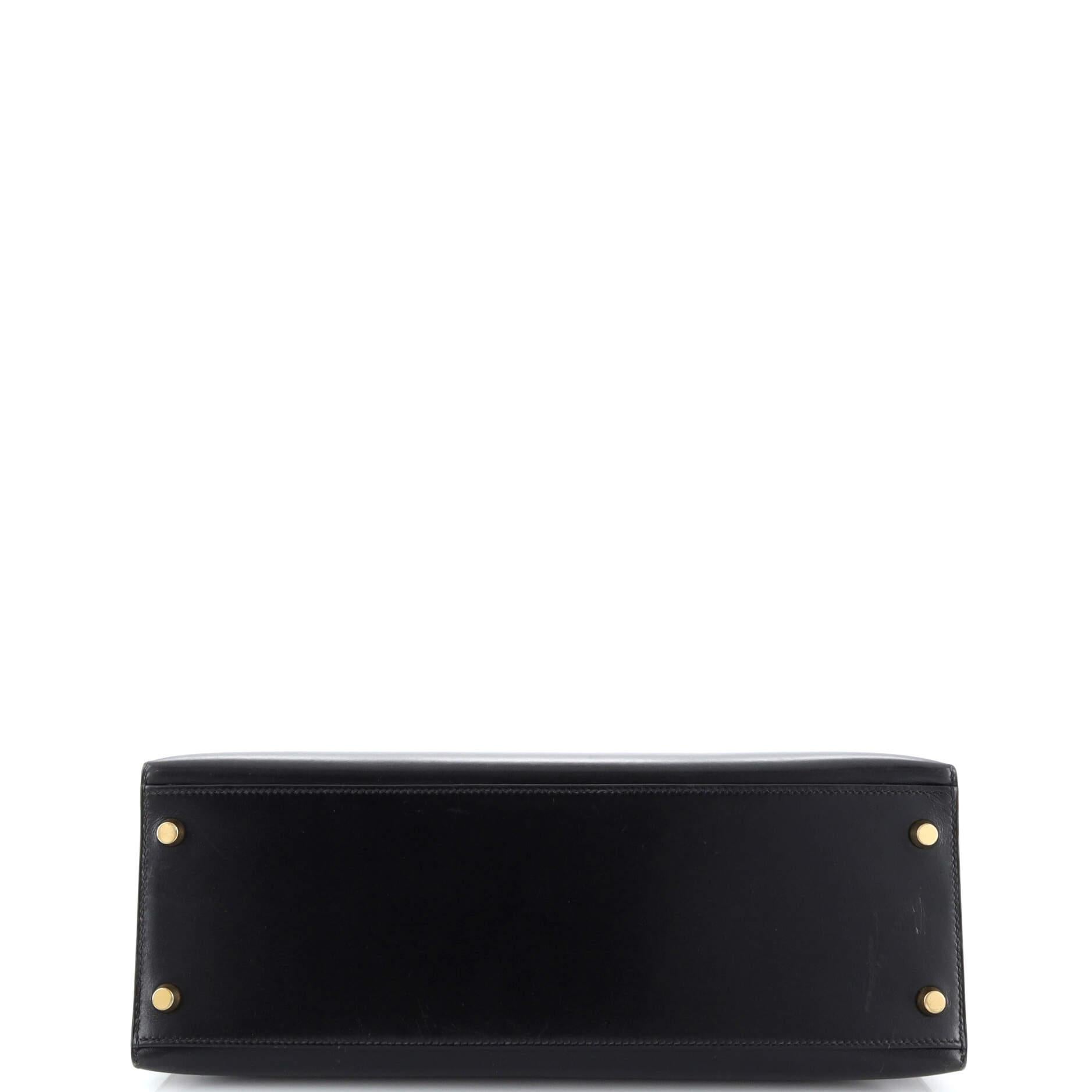 Hermes Kelly Handbag Noir Box Calf with Gold Hardware 32 For Sale 1