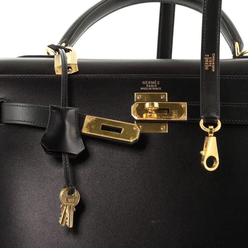 Hermes Kelly Handbag Noir Box Calf With Gold Hardware 32  1