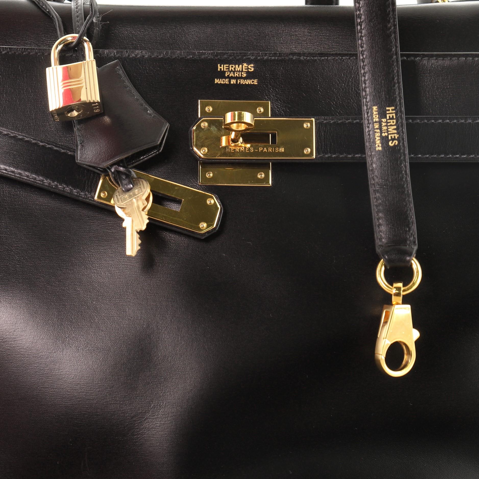 Hermes Kelly Handbag Noir Box Calf with Gold Hardware 32 1
