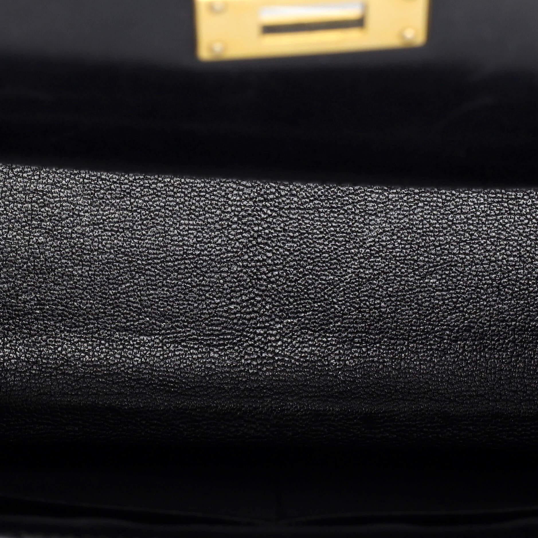 Hermes Kelly Handbag Noir Box Calf with Gold Hardware 32 For Sale 2