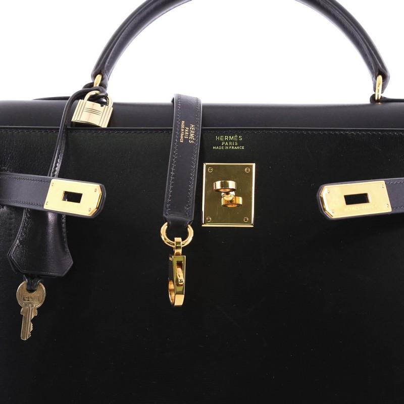 Hermes Kelly Handbag Noir Box Calf with Gold Hardware 32 2