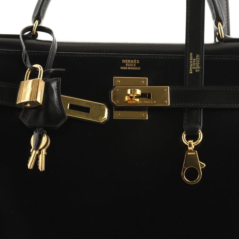 Hermes Kelly Handbag Noir Box Calf with Gold Hardware 32 2