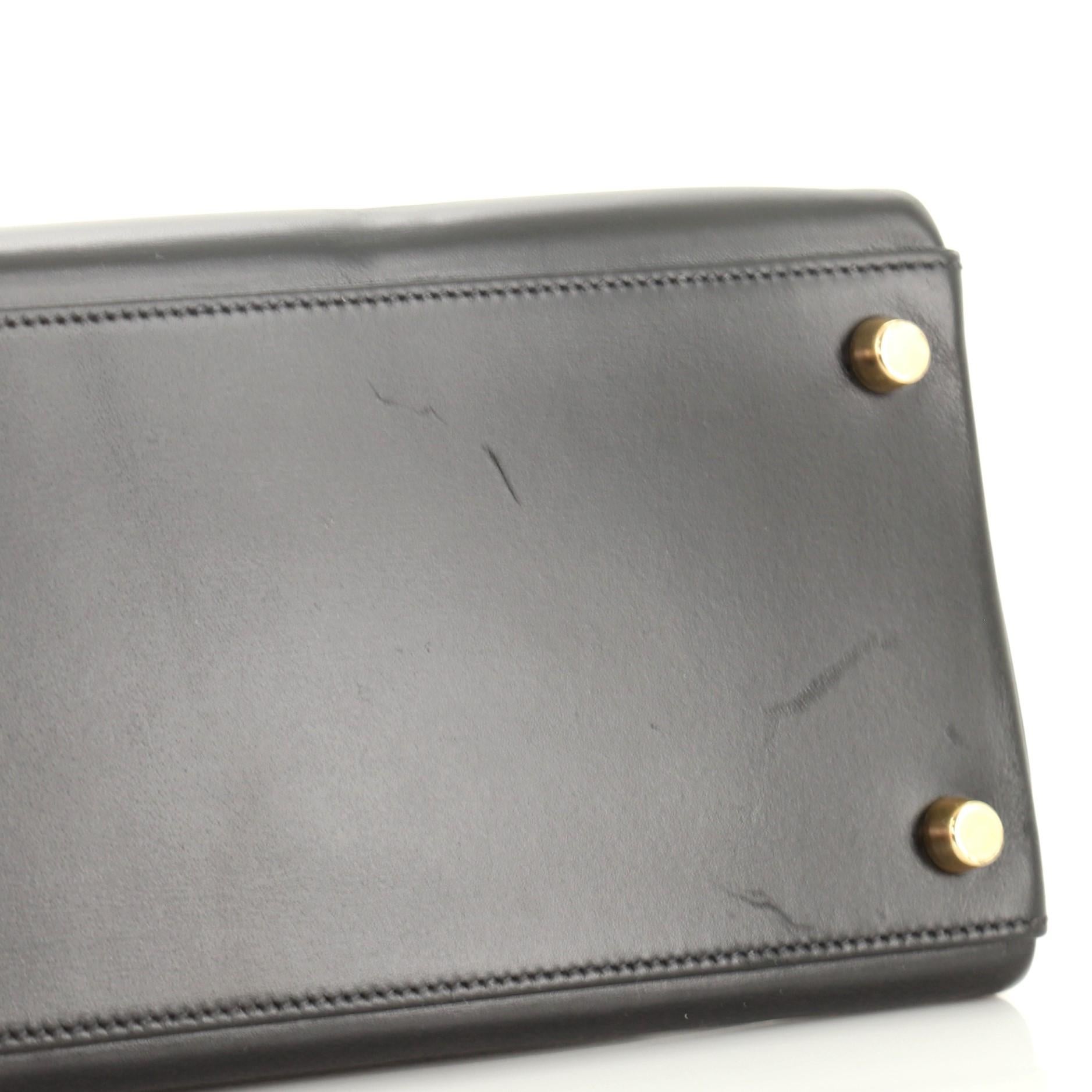 Hermes Kelly Handbag Noir Box Calf with Gold Hardware 32 2