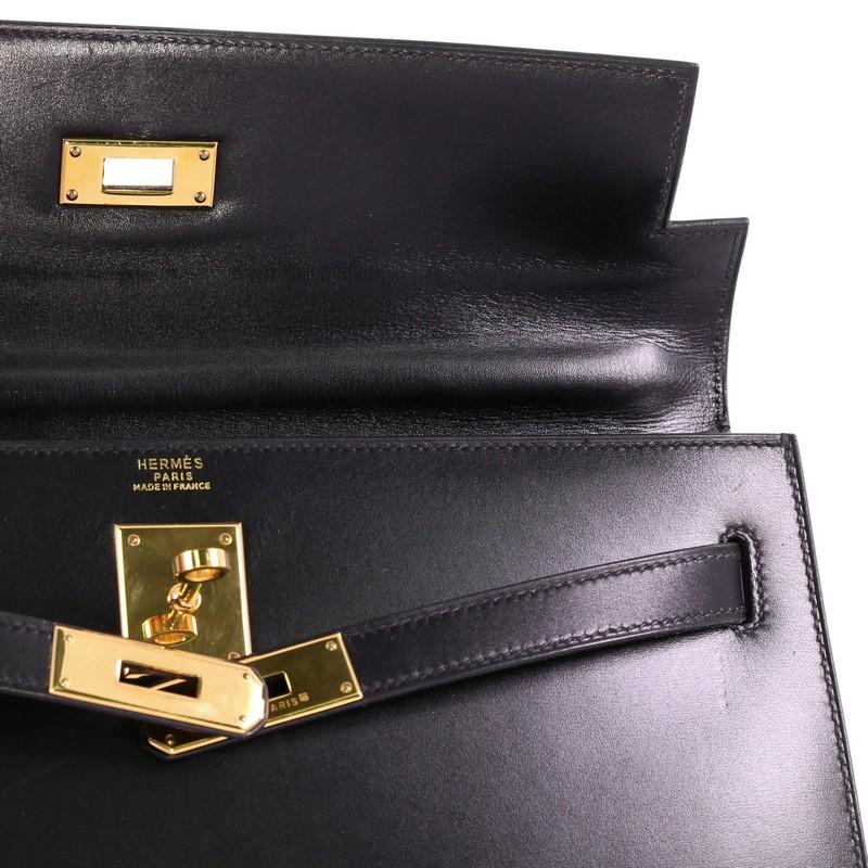 Hermes Kelly Handbag Noir Box Calf with Gold Hardware 32 3