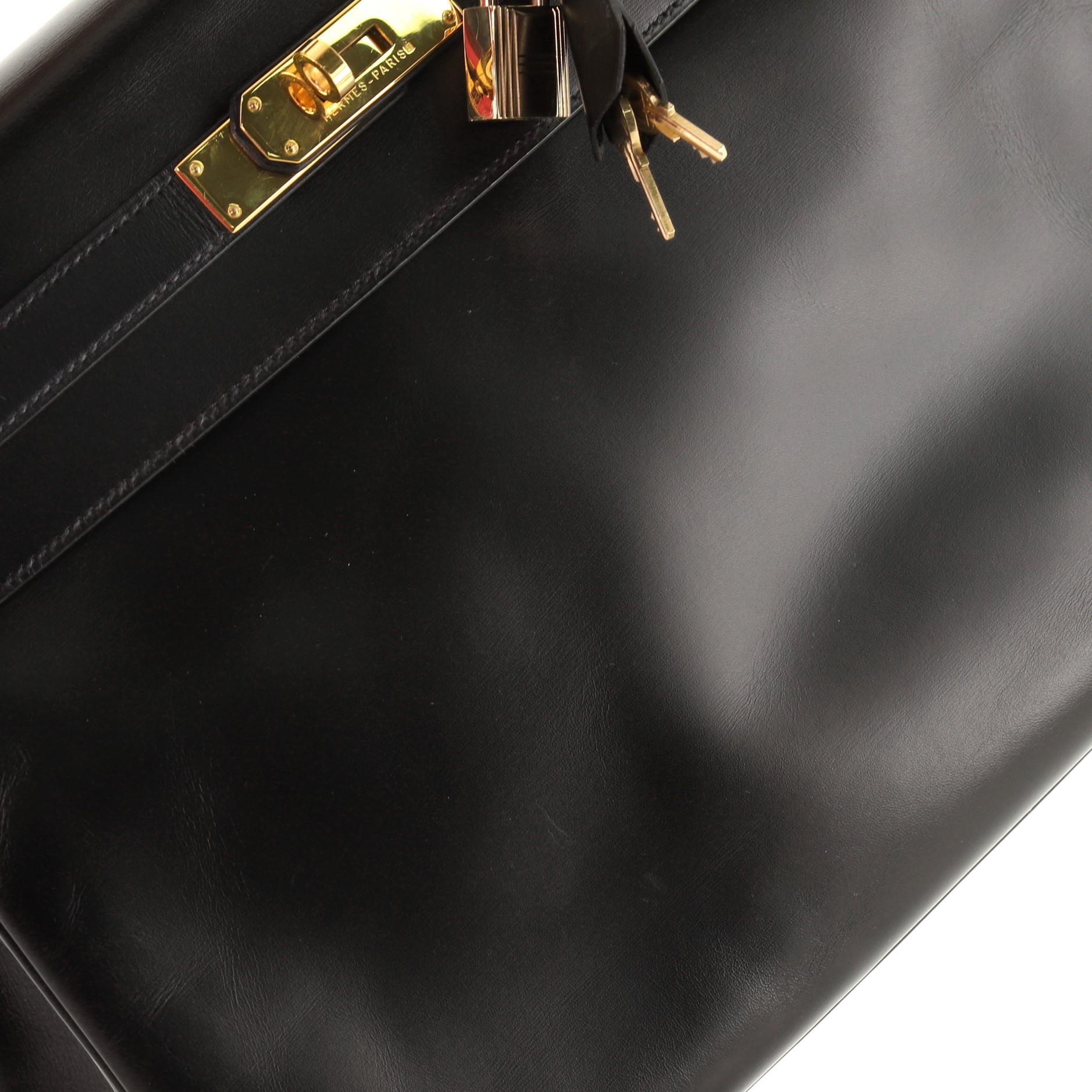Hermes Kelly Handbag Noir Box Calf with Gold Hardware 32 3