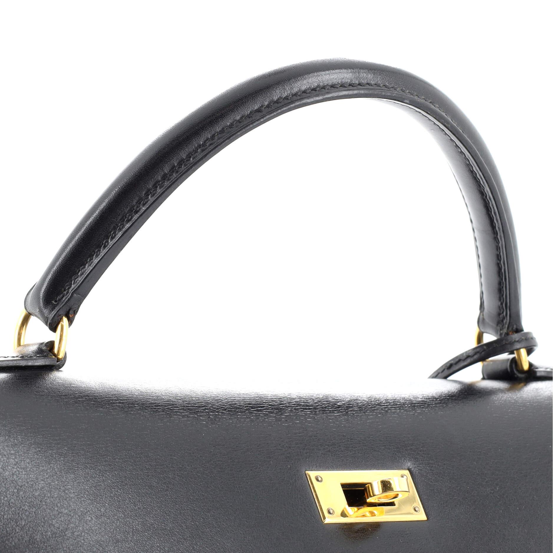 Hermes Kelly Handbag Noir Box Calf with Gold Hardware 32 For Sale 4